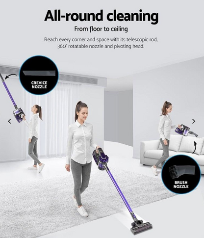 Devanti Stick Vacuum Cleaner Cordless HEPA Filter Purple